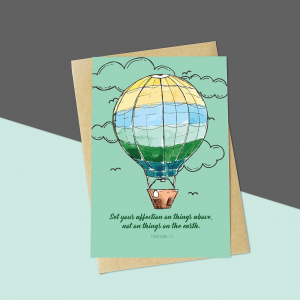 Green Balloon Bible Verse Card