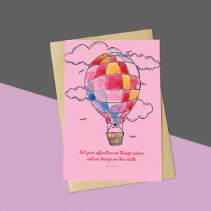 Pink Balloon Bible Verse Card